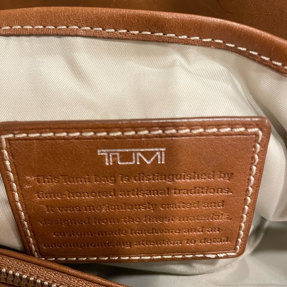 TUMI Green Nylon and Leather Open Top Tote Travel Bag Handbag - Picture 9 of 10